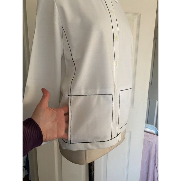 NWOT Rafael sport white shacket button down with front side pockets MED - Picture 5 of 5